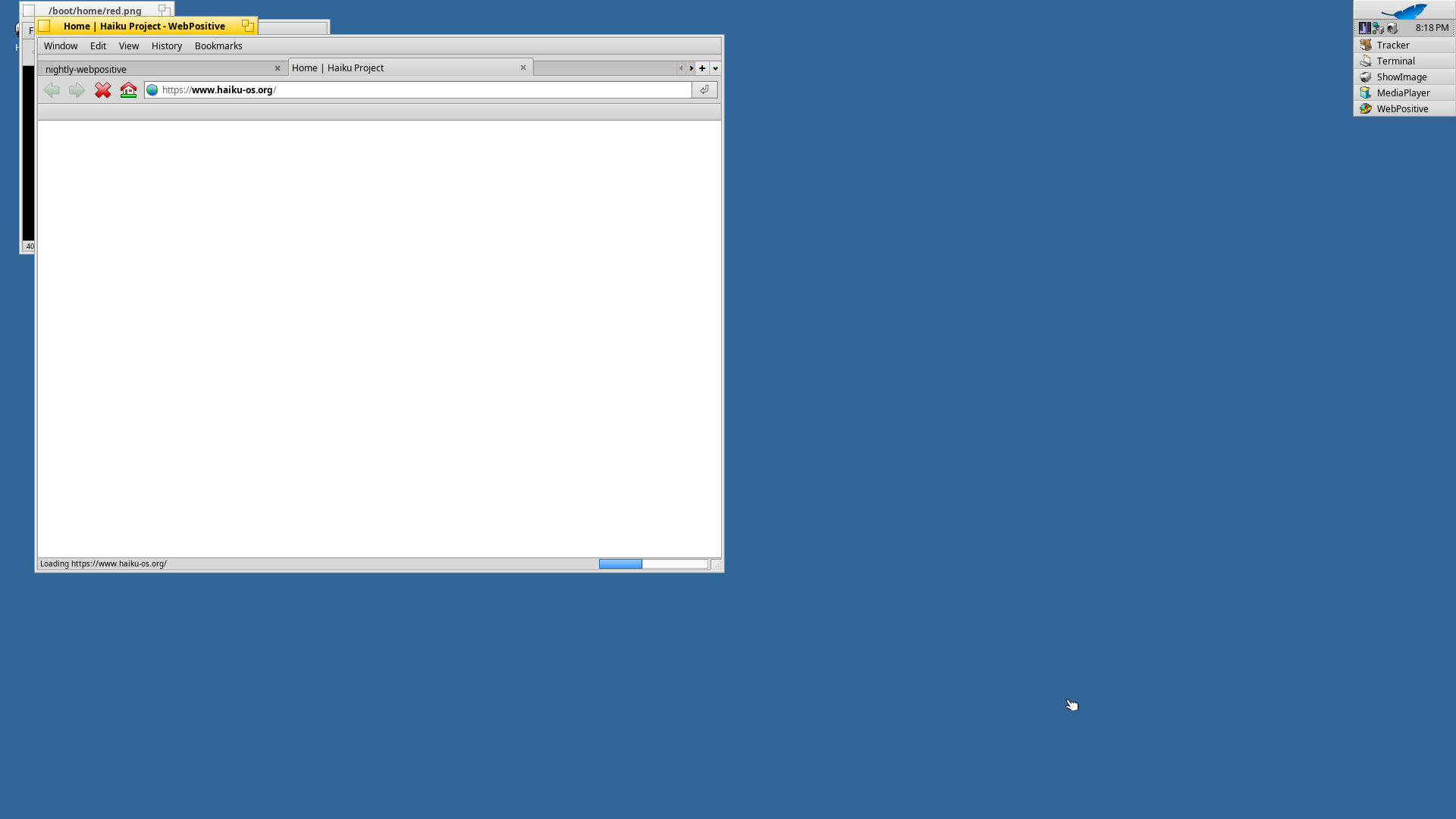 WebPositive on RISC-V loading https://www.haiku-os.org over TLS.